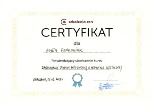 Certyfikat szkolenie z zastosowania Toksyny Botulinowej w Medycynie Estetycznej w Panek Clinic w Warszawie