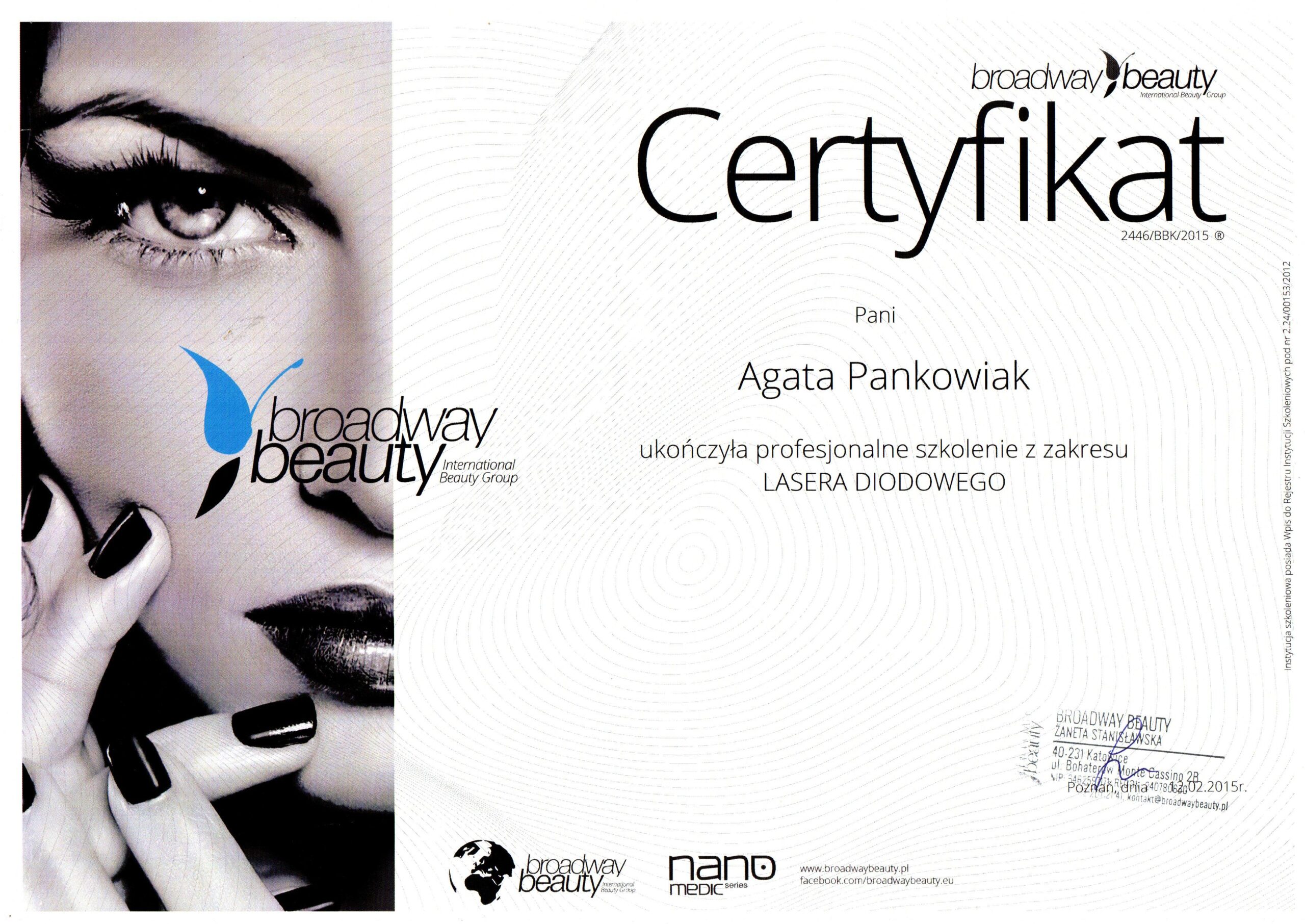 Certyfikat szkolenie z zakresu Lasera Diodowego